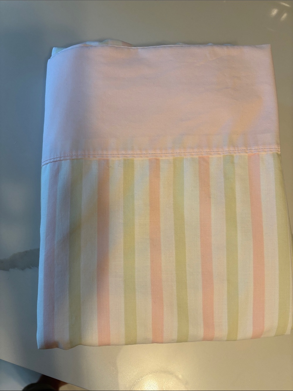Pastel Stripe Cotton Top Sheet  – Pink and Cream/Off White